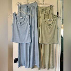 Tank & Pants Lounge Sets- Light Blue & Light Green Women’s Small/Medium